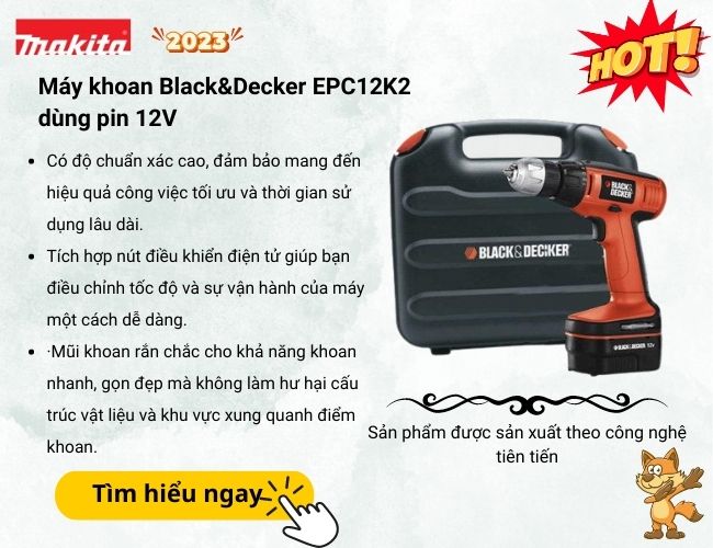 Máy khoan Black&Decker EPC12K2 dùng pin 12V